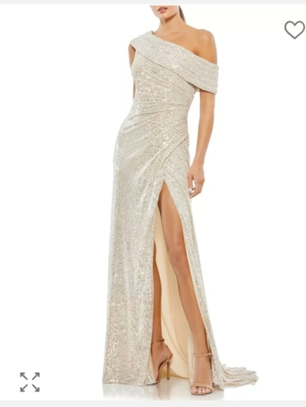 One-Shoulder Sequin Cocktail Dress in Champagne MAC DUGGAL 26550